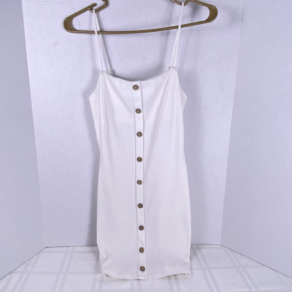 Forever 21 Women's White Solid Strappy Knit Bodycon Mini Dress‎ Small